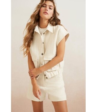 YAYA Woven sleeveless jacket in structured fabric - OFF WHITE