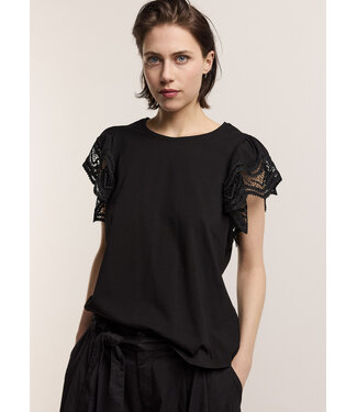 Summum Woman Jersey Top Tee With Lace
