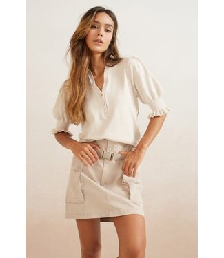 YAYA Woven cargo mini skirt with pockets and belt - LIGHT TAUPE