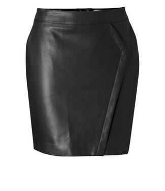 YAYA Faux Leather Mini Skirt With Wrap Effect - Black