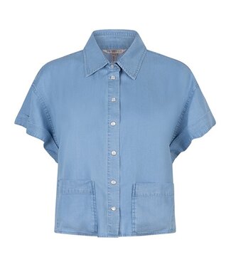 Esqualo Blouse cropped tencel - Light Blue