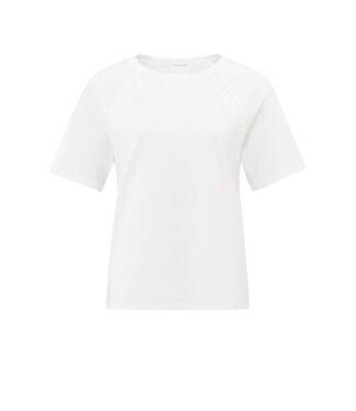 YAYA T-shirt with braided detail - PURE WHITE