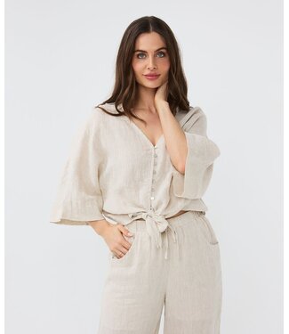 Esqualo Blouse short knot linen - Natural