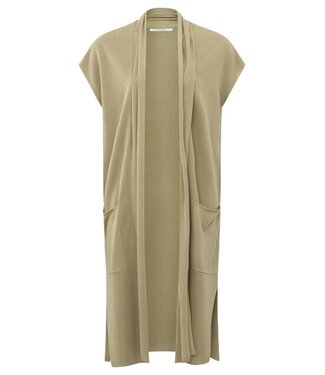 YAYA Open sleeveless cardigan - LIGHT GREEN