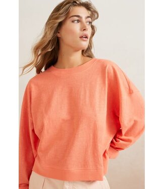 YAYA Sweatshirt with slub effect - PEACH ECHO ORANGE