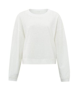 YAYA Sweatshirt with slub effect - OFF WHITE