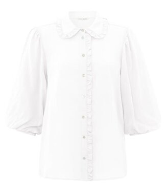 YAYA Ruffle short slv blouse - OFF WHITE