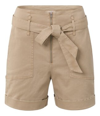 YAYA Woven high waist cargo short with belt - LIGHT GREEN