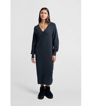 YAYA V-neck knitted dress ls - ANTHRACITE MELANGE