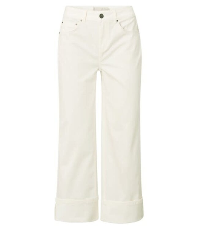 YAYA Mid waist denim w. roll-up - PURE WHITE