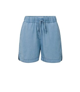 YAYA Chambray shorts with elastic waist, pockets and drawstring - CHAMBREY