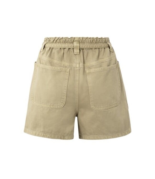 YAYA Garment dye woven high waist cargo short - SUMMER SAND