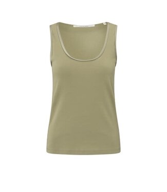 YAYA Rib singlet with shiny binding - SOFT GREEN