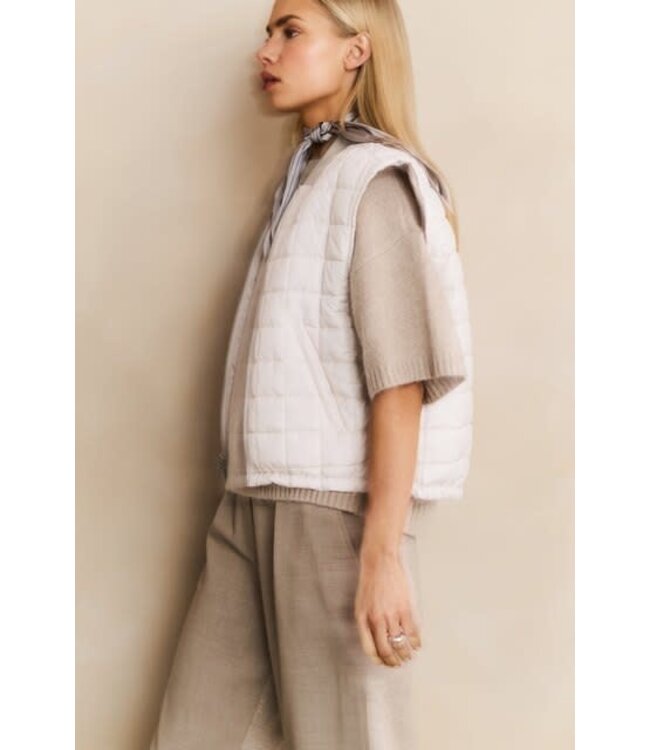YAYA Nylon reversible bodywarmer - BEIGE