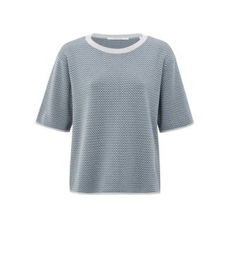 YAYA Jacquard knitted t-shirt - LIGHT GREY MELANGE