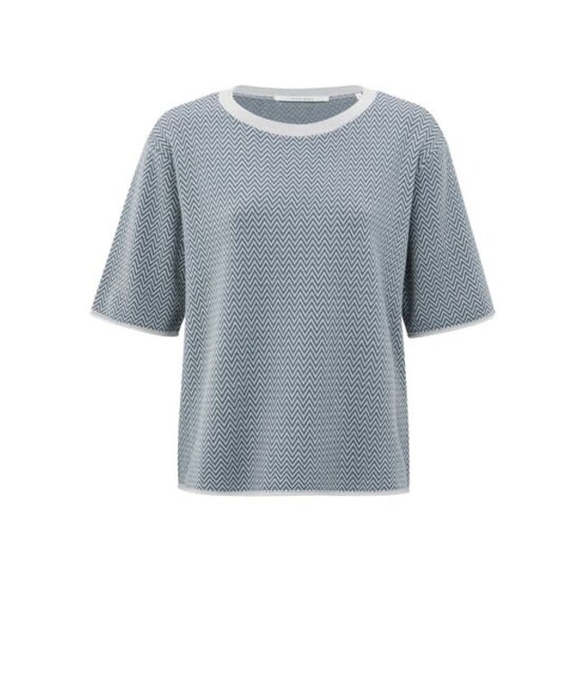 YAYA Jacquard knitted t-shirt - LIGHT GREY MELANGE