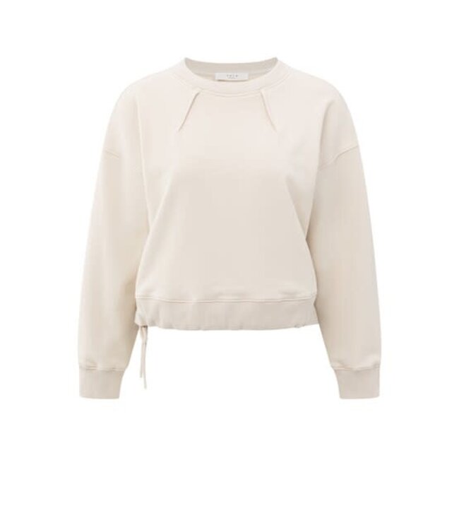 YAYA Sweatshirt with pleat detail and cord - CHALK WHITE