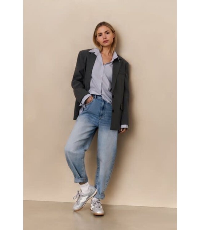 YAYA Loose fit hw denim - LIGHT BLUE DENIM