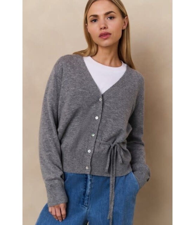 YAYA Cardigan with straps - MEDIUM GREY MELANGE
