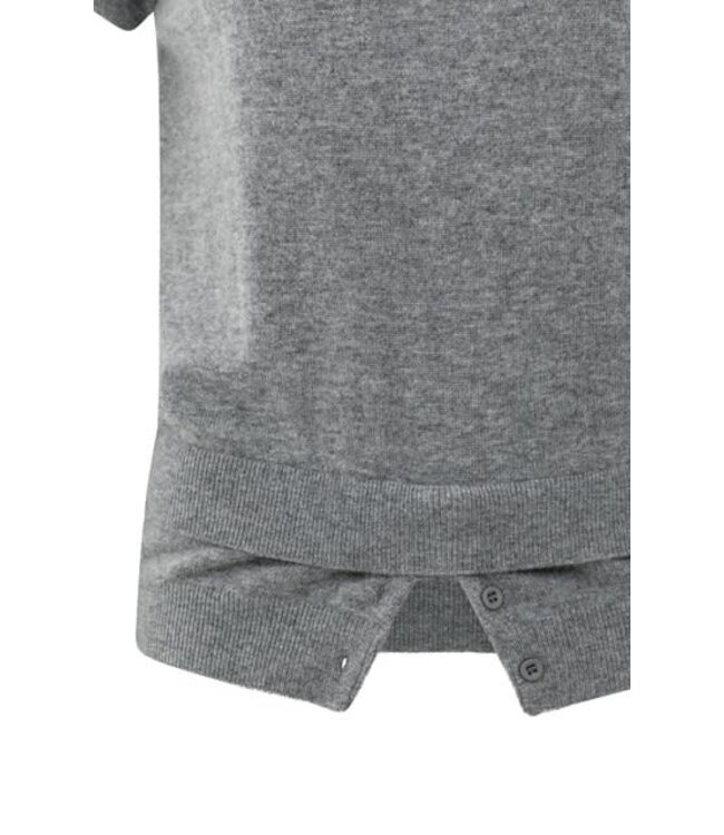 YAYA Short sleeve knitted top with double hem - MEDIUM GREY MELANGE