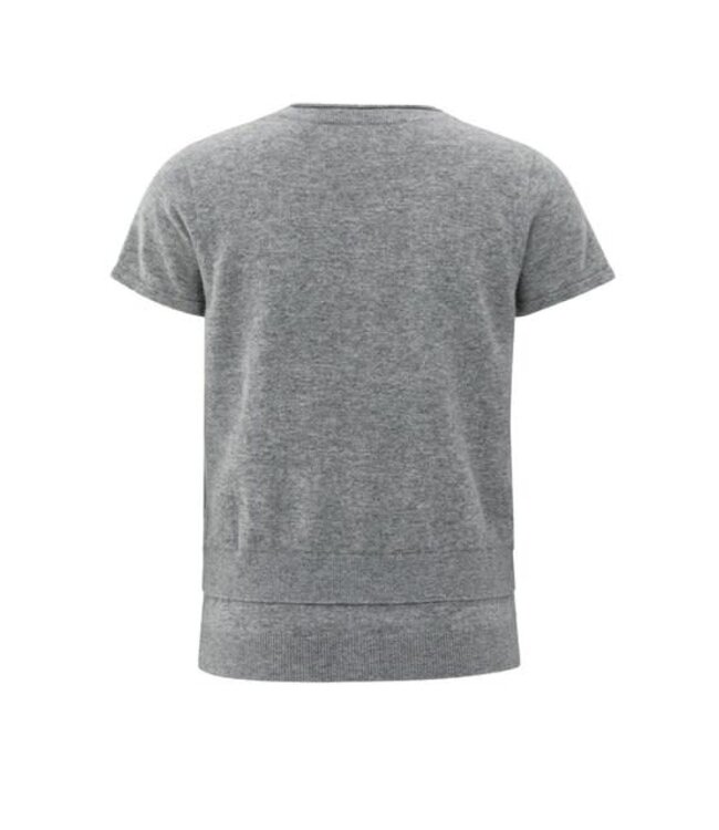 YAYA Short sleeve knitted top with double hem - MEDIUM GREY MELANGE