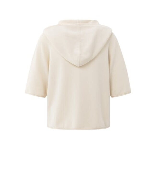 YAYA Short sleeve knitted hoody - CHALK WHITE