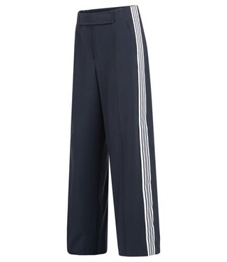 YAYA High waist wide leg trousers with fancy tape at sideseam - INKWELL BLUE
