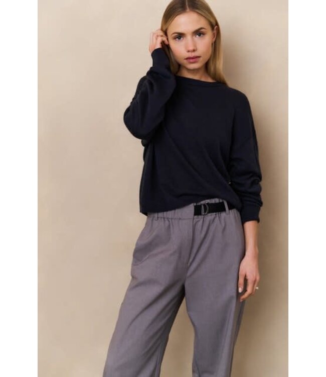 YAYA Textured round neck sweater ls - INKWELL BLUE