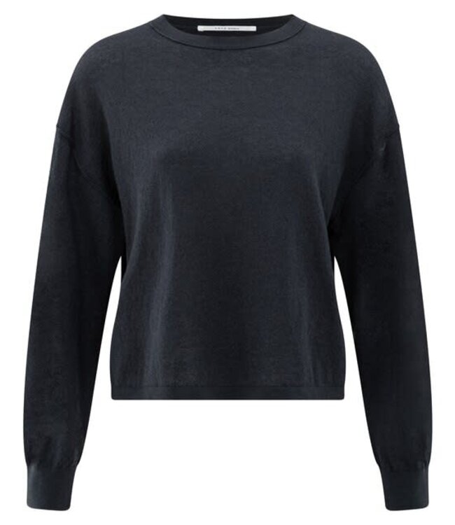 YAYA Textured round neck sweater ls - INKWELL BLUE