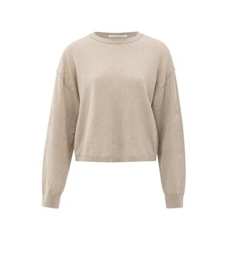 YAYA Textured round neck sweater ls - SAND MELANGE
