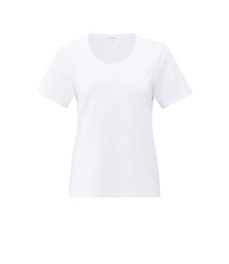 YAYA Short sleeve t-shirt with round rib neck - PURE WHITE