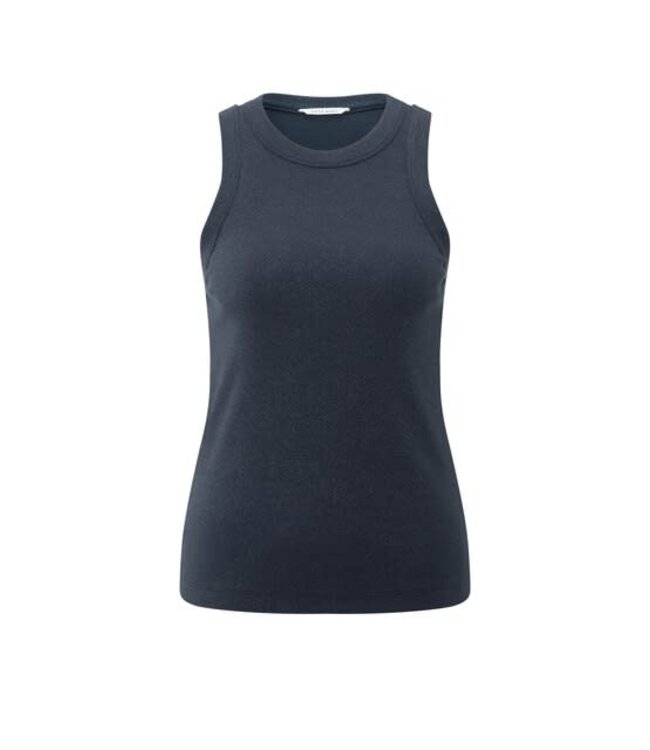 YAYA Rib singlet with metallic glitter - INKWELL BLUE