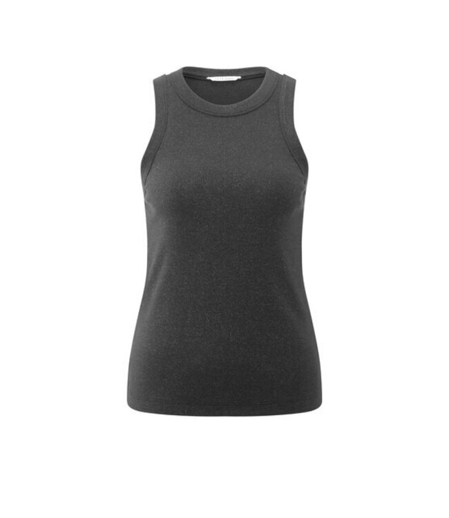 YAYA Rib singlet with metallic glitter - OYSTER BLACK