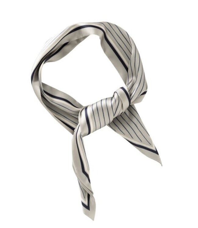YAYA Striped small scarf - SAND BEIGE DESSIN