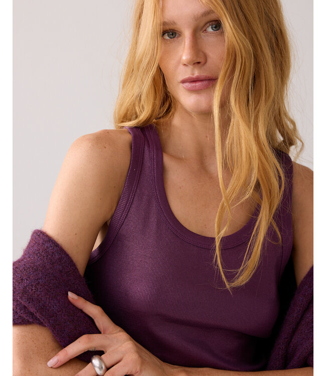 Summum Woman Summum Rib tanktop cotton rib 000324 - Wineberry