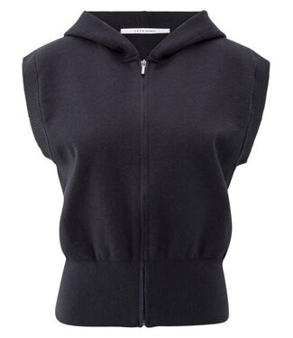 YAYA Sleeveless knitted hoody with zipper - INKWELL BLUE