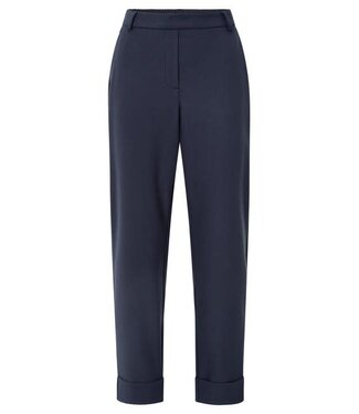 YAYA Pants with elastic waist, pockets and turned-up hem - INKWELL BLUE
