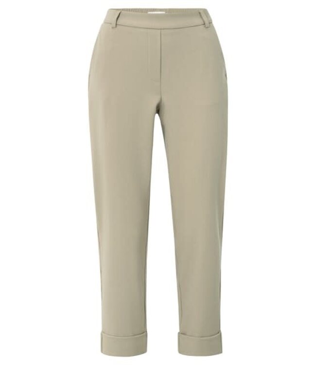 YAYA Pants with elastic waist, pockets and turned-up hem - SAND BEIGE