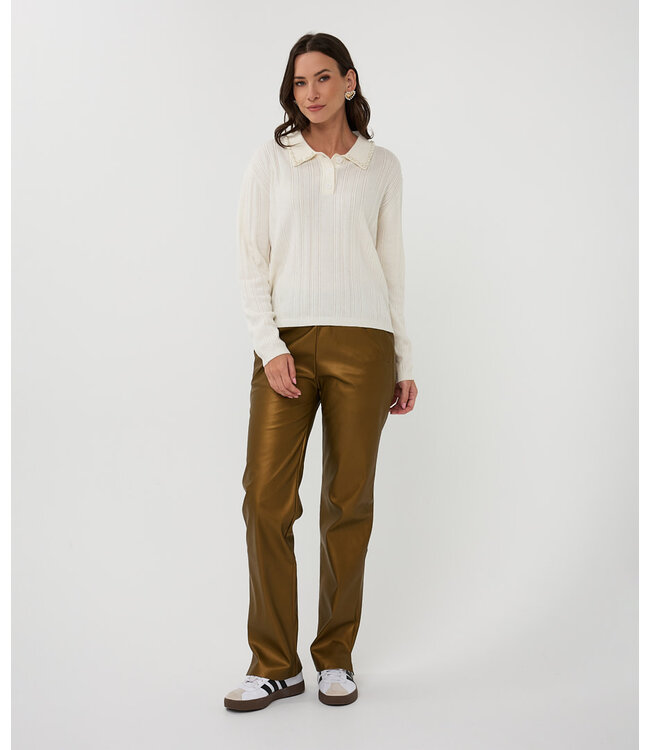 Esqualo Esqualo Trousers jogger Vegan leather Golden Olive