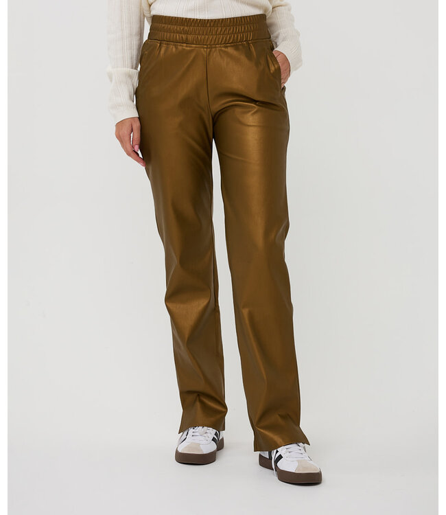 Esqualo Esqualo Trousers jogger Vegan leather Golden Olive