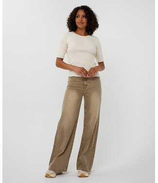 Esqualo Esqualo Trousers wide leg garment dye Light Caramel