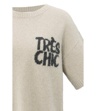 YAYA Short sleeve sweater with artwork - BEIGE MELANGE
