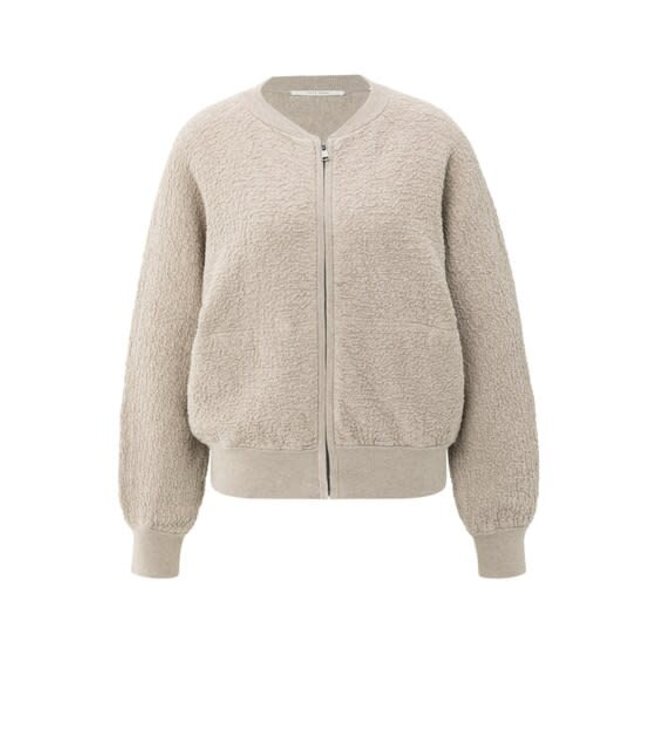 YAYA Textured knitted bomber ls - SAND MELANGE