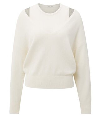 YAYA Deep v-neck sweater with top - OFF WHITE KNIT MELANGE