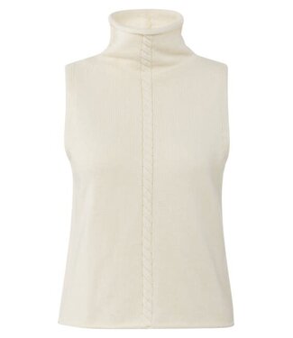YAYA Cable high neck sleeveless sweater - OFF WHITE KNIT