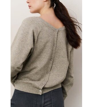 YAYA Double v-neck sweater with buttons at back - BROWNISH GREY