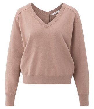 YAYA Double v-neck sweater with buttons at back - BLUSH PINK