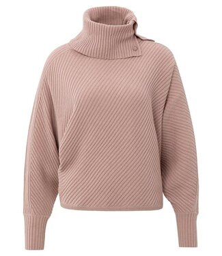 YAYA Batwing sweater with collar ls - BLUSH PINK MELANGE