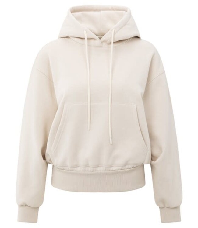 YAYA Hoodie with pleated bottom - CHALK WHITE