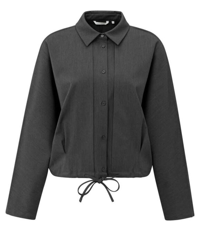 YAYA Blouse jacket with waist pleats - ANTHRACITE MELANGE